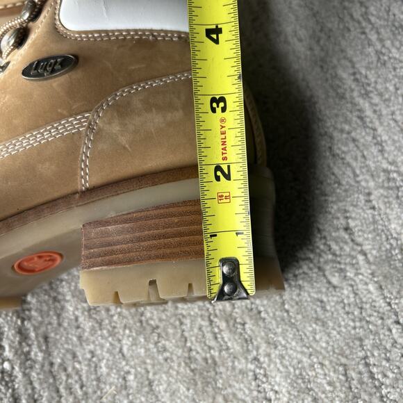 Lugz Vintage Y2K Tan White Heeled Lace Up Boot Size 8 Chunky Sole - Picture 10 of 10